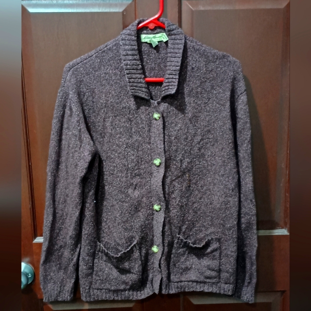 Eddie Bauer wool silk blend purple button up cardigan size M